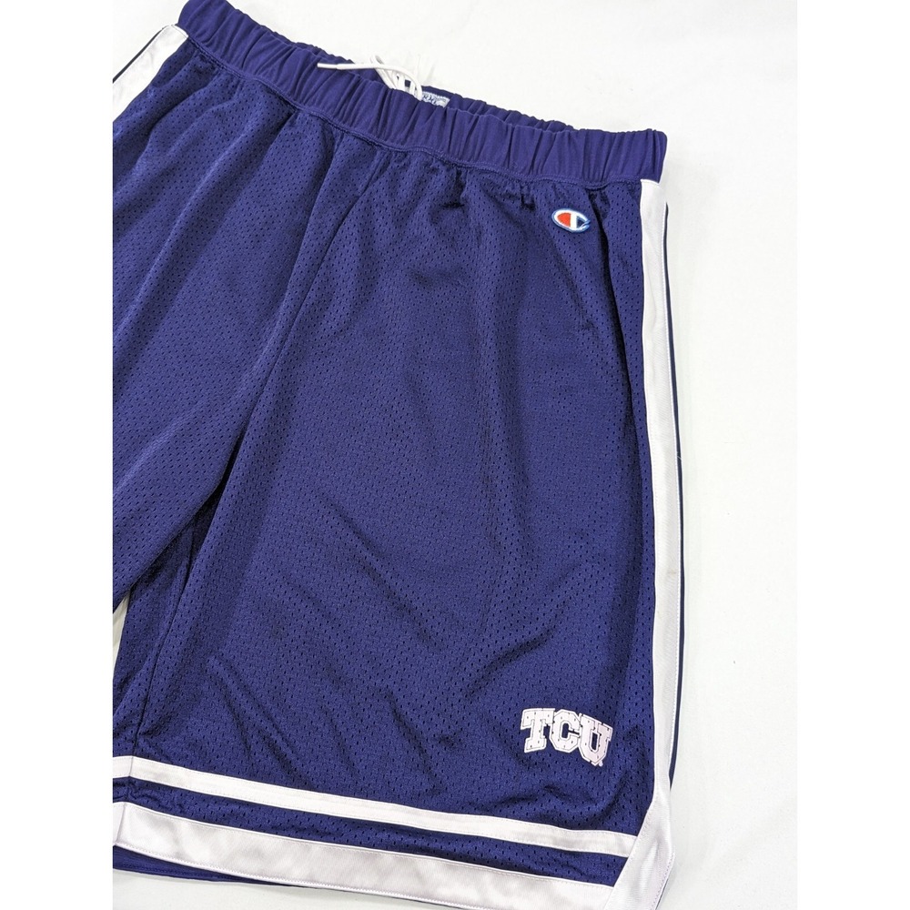 Perfect VINTAGE TCU Shorts Men' XXL Purple Mesh Champion Basketball Satin Lined